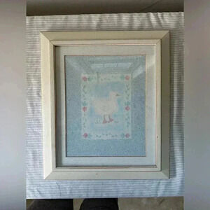 Vintage Swan Hanging Framed Photo Children Toddler Baby 90s